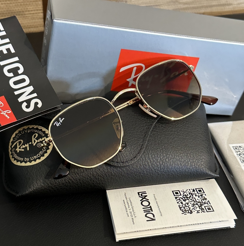 Like New Rayban Hexagonal Rb3548 Gradient Brown L… - image 4